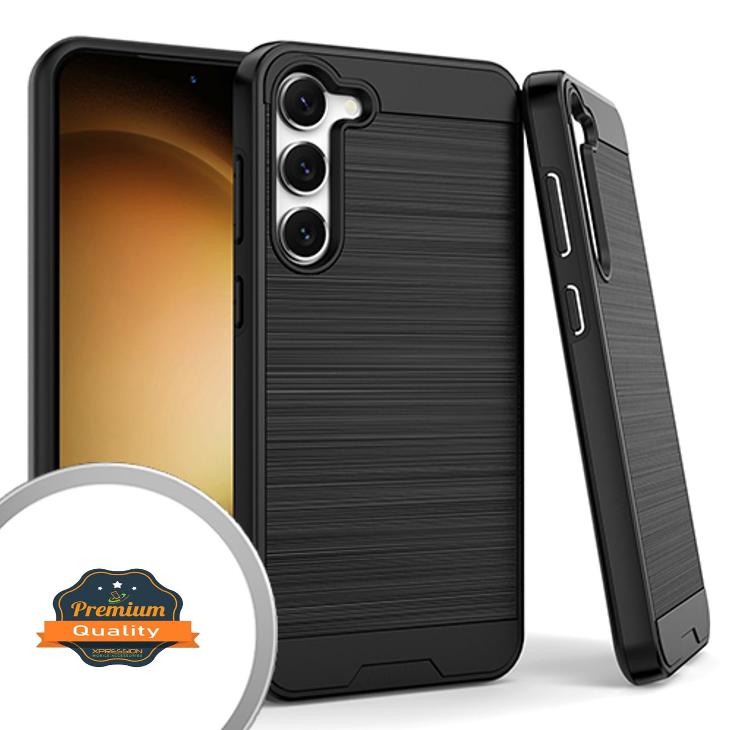 For Samsung Galaxy A54 5G Hybrid Brushed Metal Texture Rugged Slim Shockproof Dual Layers 2-Piece Hard PC + Soft TPU Phone Case Cover