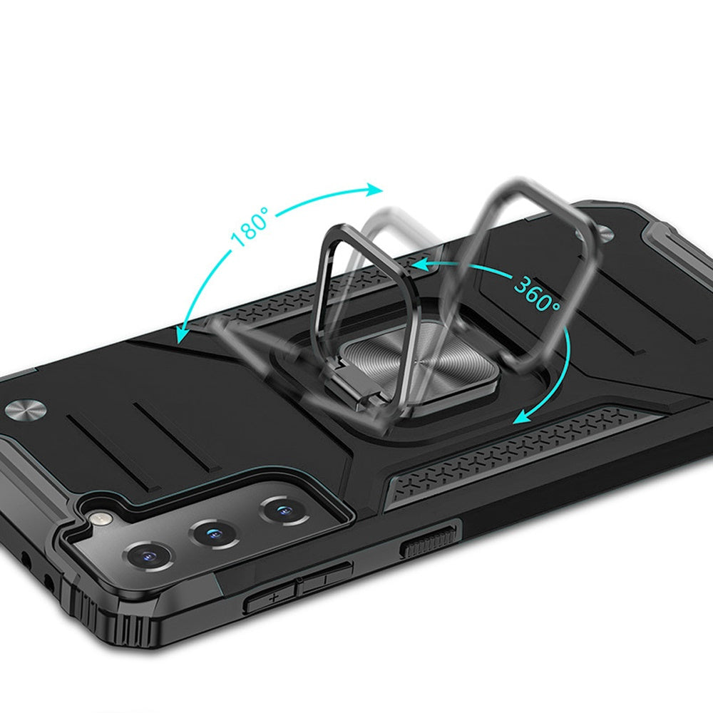 For Samsung Galaxy S20 Ultra Armor Hybrid with Ring Stand Holder Kickstand Shockproof Heavy-Duty Durable Rugged 2in1 Black Phone Case Cover