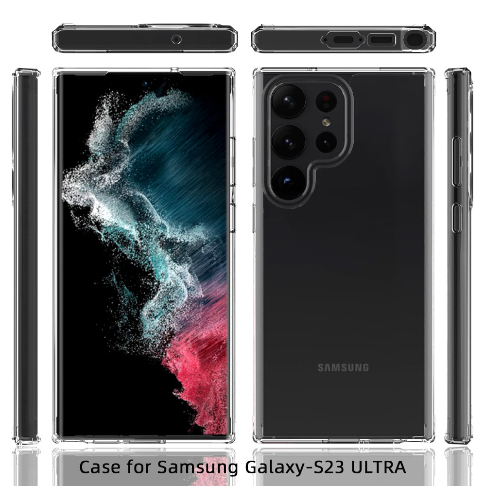 For Samsung Galaxy S23 /Plus /Ultra Hybrid Transparent Clear Acrylic Back Hard PC & TPU Protective Bumper Extra Shock-Absorb Phone Case Cover