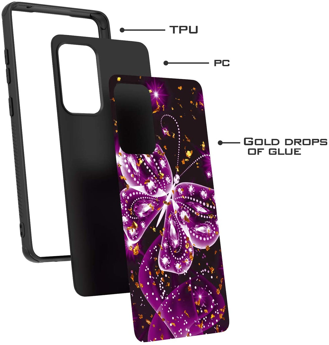 For Apple iPhone 13 Pro Max (6.7") Stylish Designed Glitter Bling Hybrid Slim PC TPU Rubber Silicone Shock-Absorption Hard Phone Case Cover