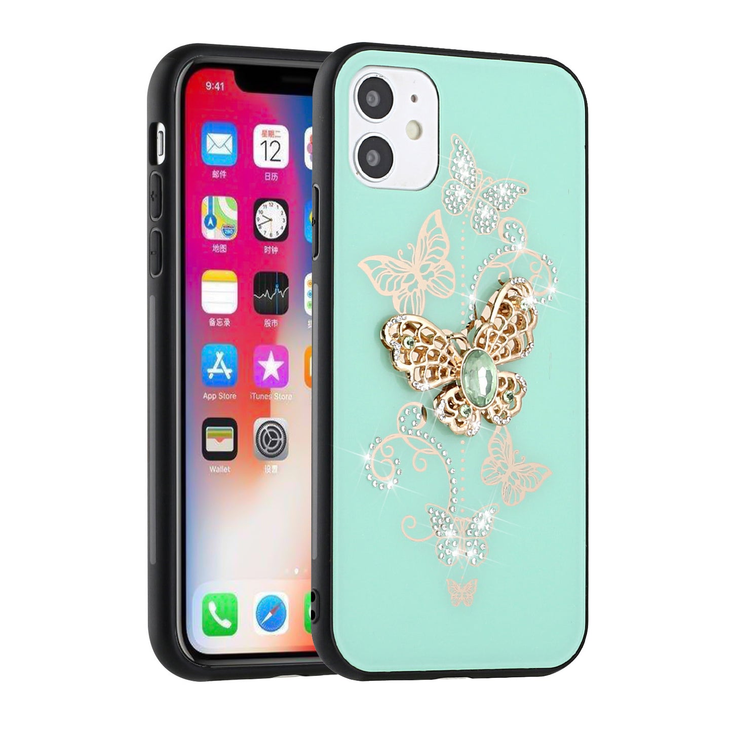 For Samsung Galaxy A02S Diamond Bling Sparkly Glitter Ornaments Engraving Hybrid Armor Ring Stand Holder Fashion Phone Case Cover
