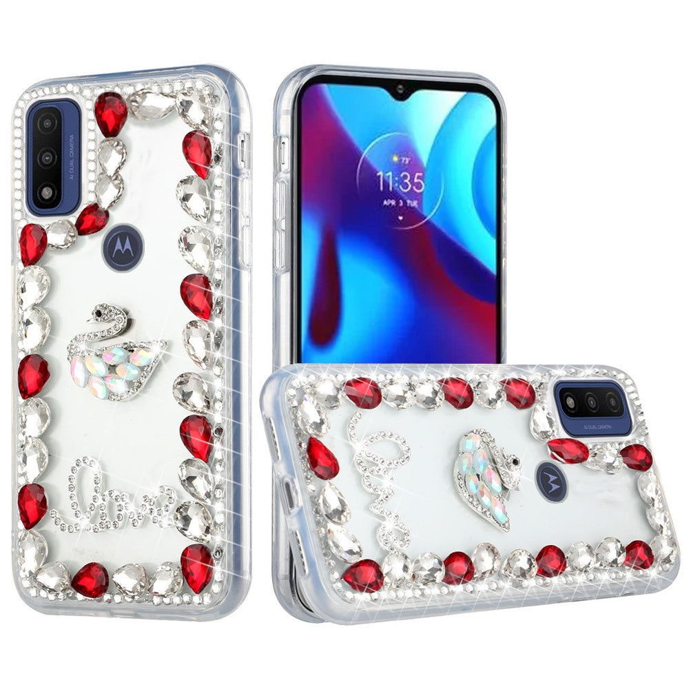 For Motorola Moto G Power 2022 Bling Clear Crystal 3D Full Diamonds Luxury Sparkle Transparent Rhinestone Hybrid Bumper Phone Case Cover