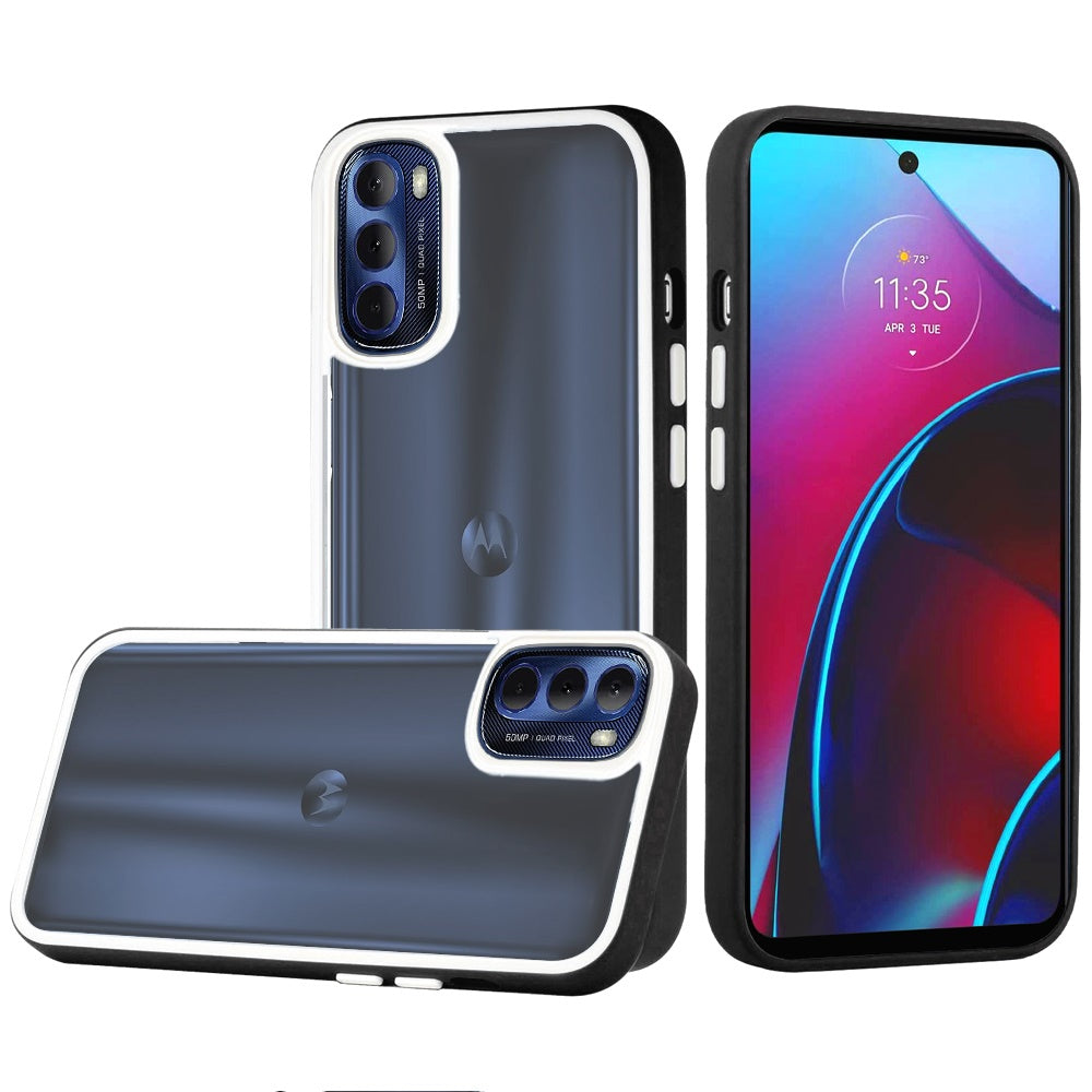 For Motorola Moto G Stylus 2022 4G Hybrid Transparent Colored Frame Bumper Hard Back Shockproof Slim TPU Protective Phone Case Cover