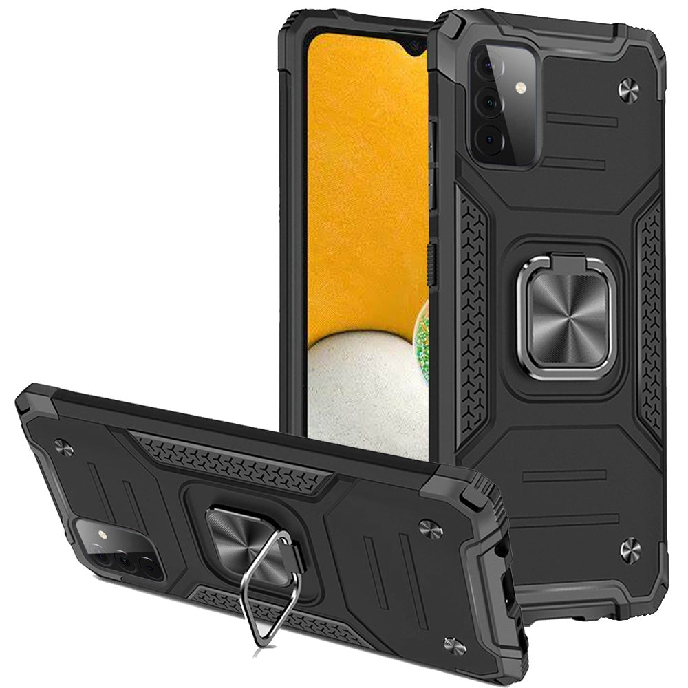 For Samsung Galaxy A13 5G Armor Hybrid with Ring Holder Kickstand Shockproof Heavy-Duty Durable Rugged Dual Layer Hard PC + TPU Phone Case Cover