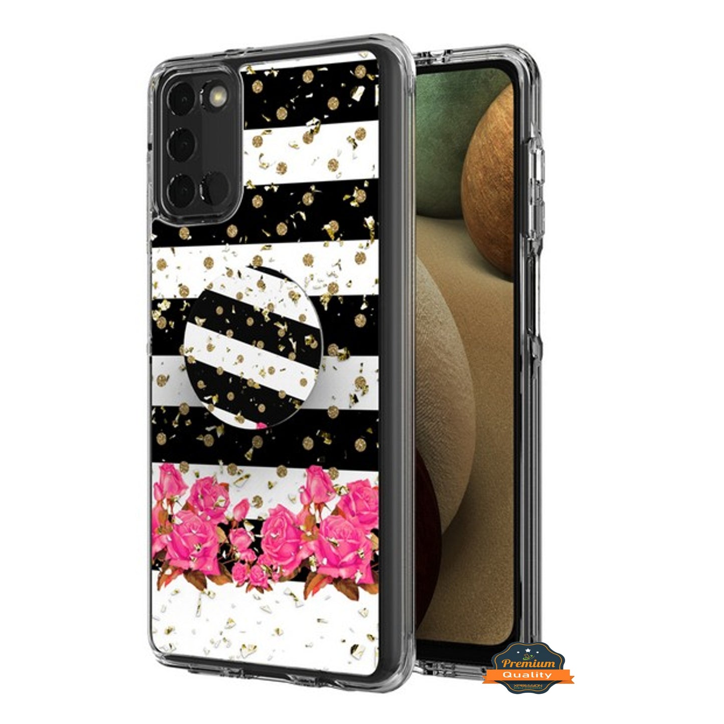 For Motorola Moto G Stylus 5G 2022 Pattern Design Bling Glitter Hybrid with Ring Stand Pop Up Finger Holder Kickstand Phone Case Cover