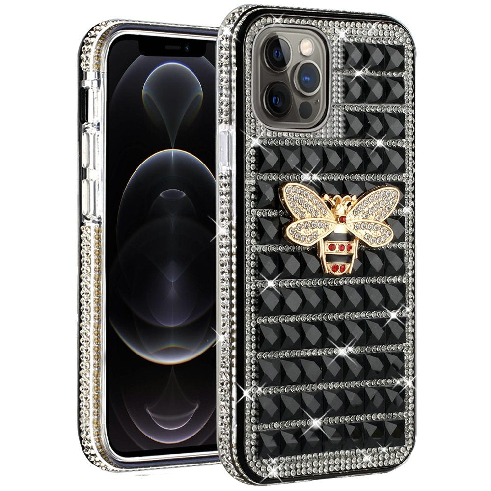 For Apple iPhone SE 2022 /SE 2020/8/7 Fashion Luxury 3D Bling Diamonds Rhinestone Jeweled Ornament Crystal Hybrid Hard Phone Case Cover