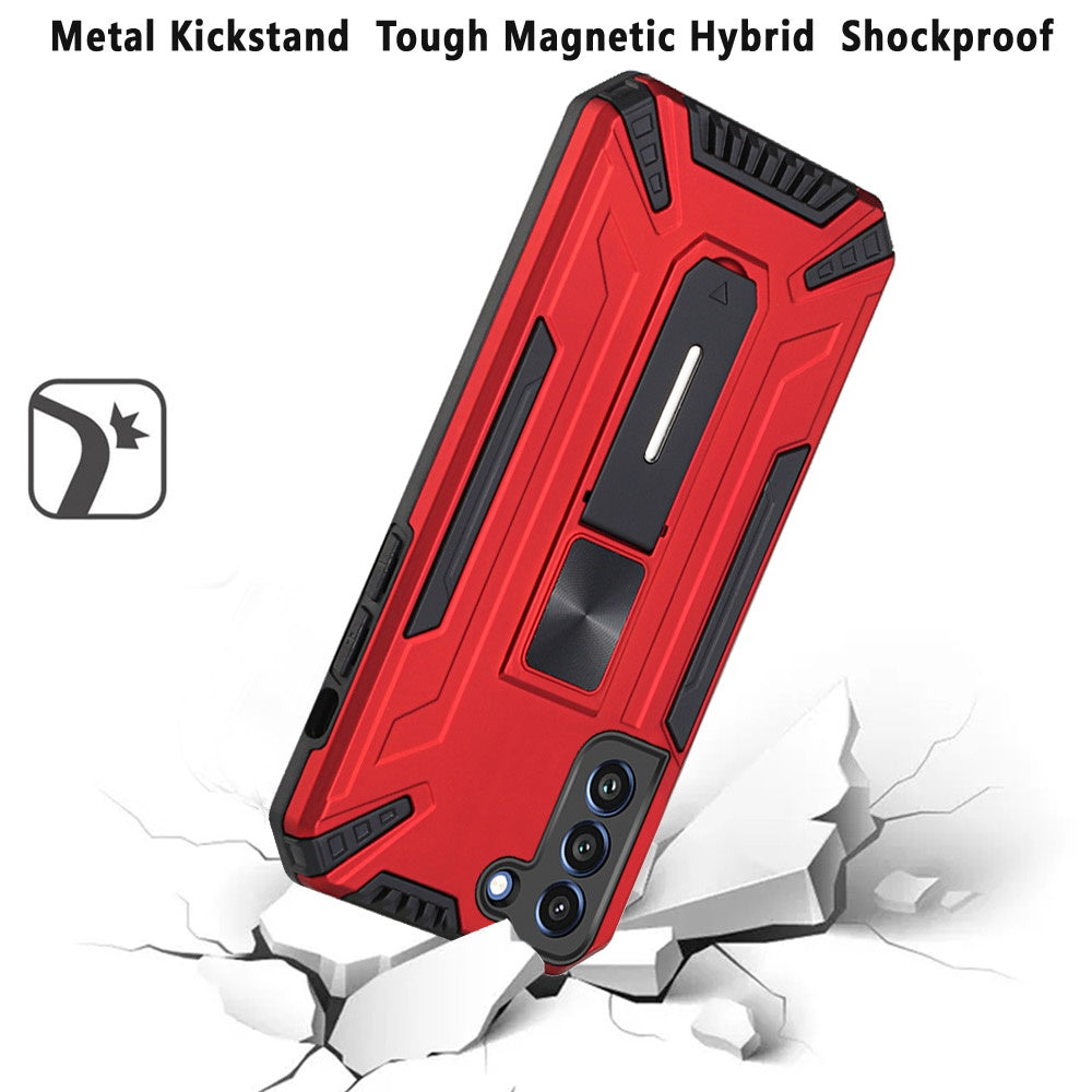 For Samsung Galaxy S21 FE /Fan Edition Hybrid Military Grade Tough Magnetic Rugged with Built-in Hidden Kickstand Shockproof Hard Phone Case Cover