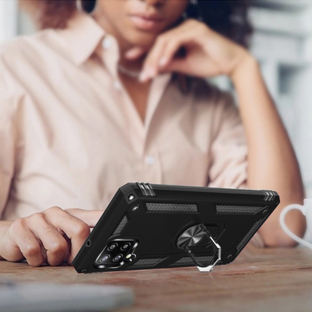 For Samsung Galaxy A42 5G Hybrid Dual Layer with 360 Degree Rotatable Ring Stand Holder Kickstand Fit Magnetic Car Mount Phone Case Cover
