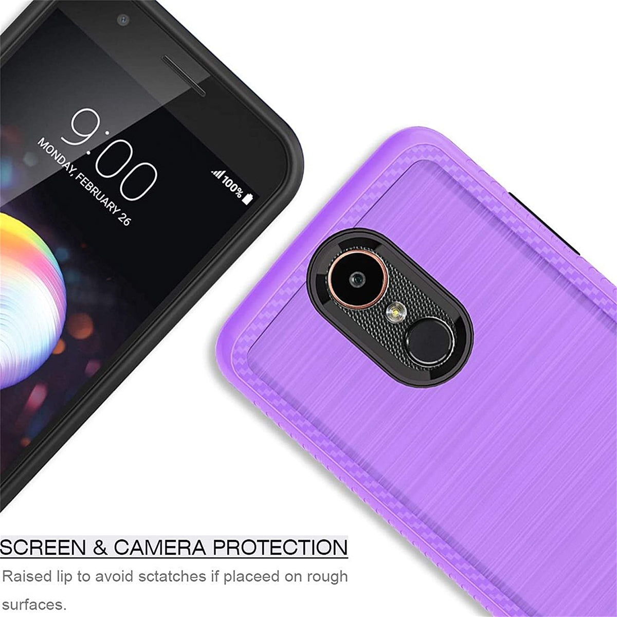 For Samsung Galaxy A02S Slim Thin Protective Hybrid TPU 2-Piece Bumper Shockproof with Brushed Metal Texture Carbon Fiber Hard PC Back Phone Case Cover