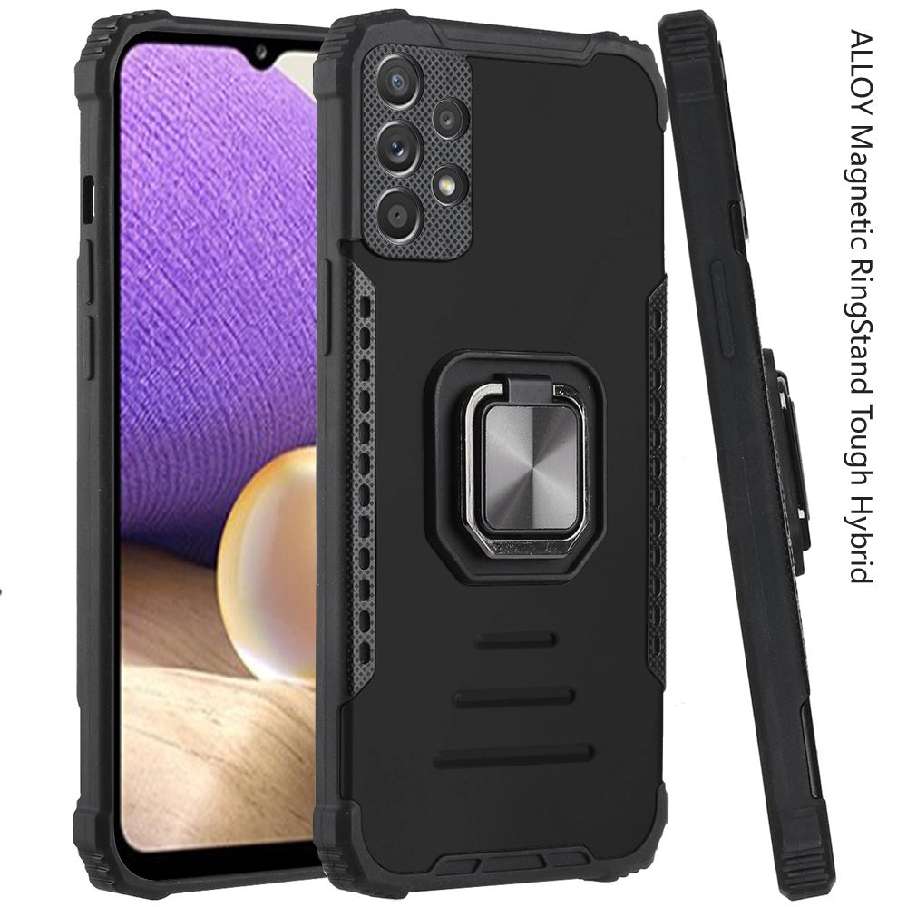 For Samsung Galaxy A32 5G Hybrid with Stand Magnetic Ring Kickstand Bumper Shockproof Armor Heavy Duty Military Grade Hard Phone Case Cover