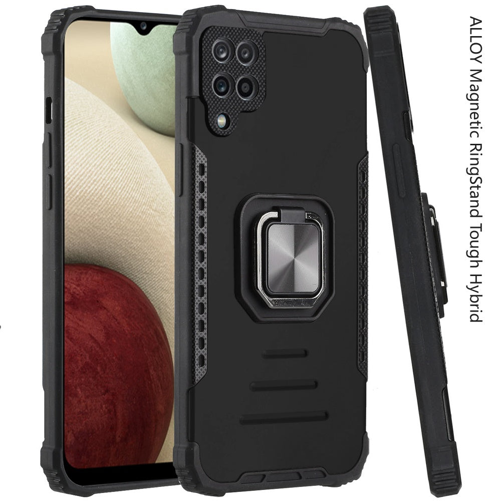 For Samsung Galaxy A12 5G Hybrid with Stand Magnetic Ring Kickstand Bumper Shockproof Armor Heavy Duty Military Grade Hard Phone Case Cover