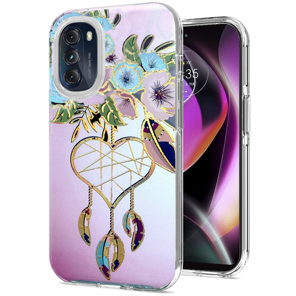 For Motorola Moto G 5G 2022 Stylish Gold Layer Design Hybrid Rubber TPU Hard PC Shockproof Armor Rugged Slim Phone Case Cover
