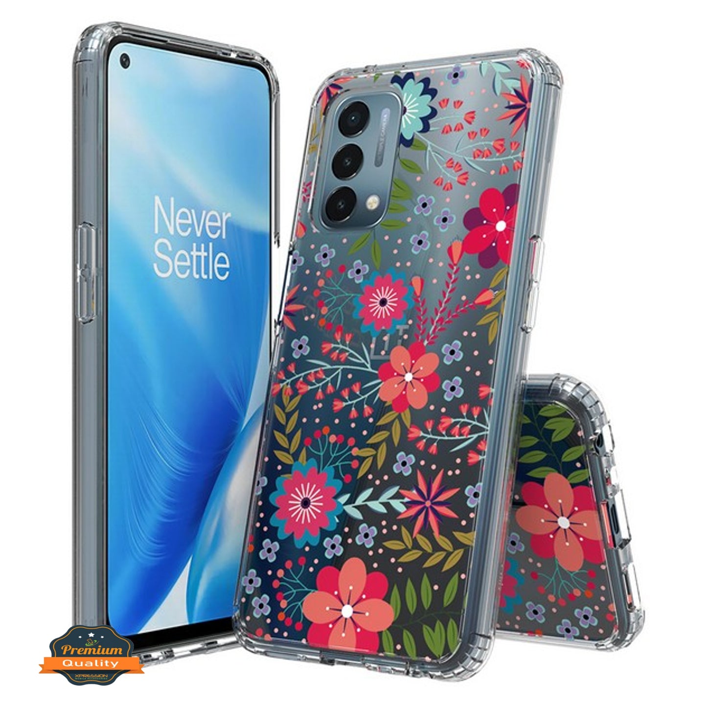 For Samsung Galaxy A13 5G Floral Patterns Design Transparent TPU Silicone Shock Absorption Bumper Slim Hard Back Phone Case Cover
