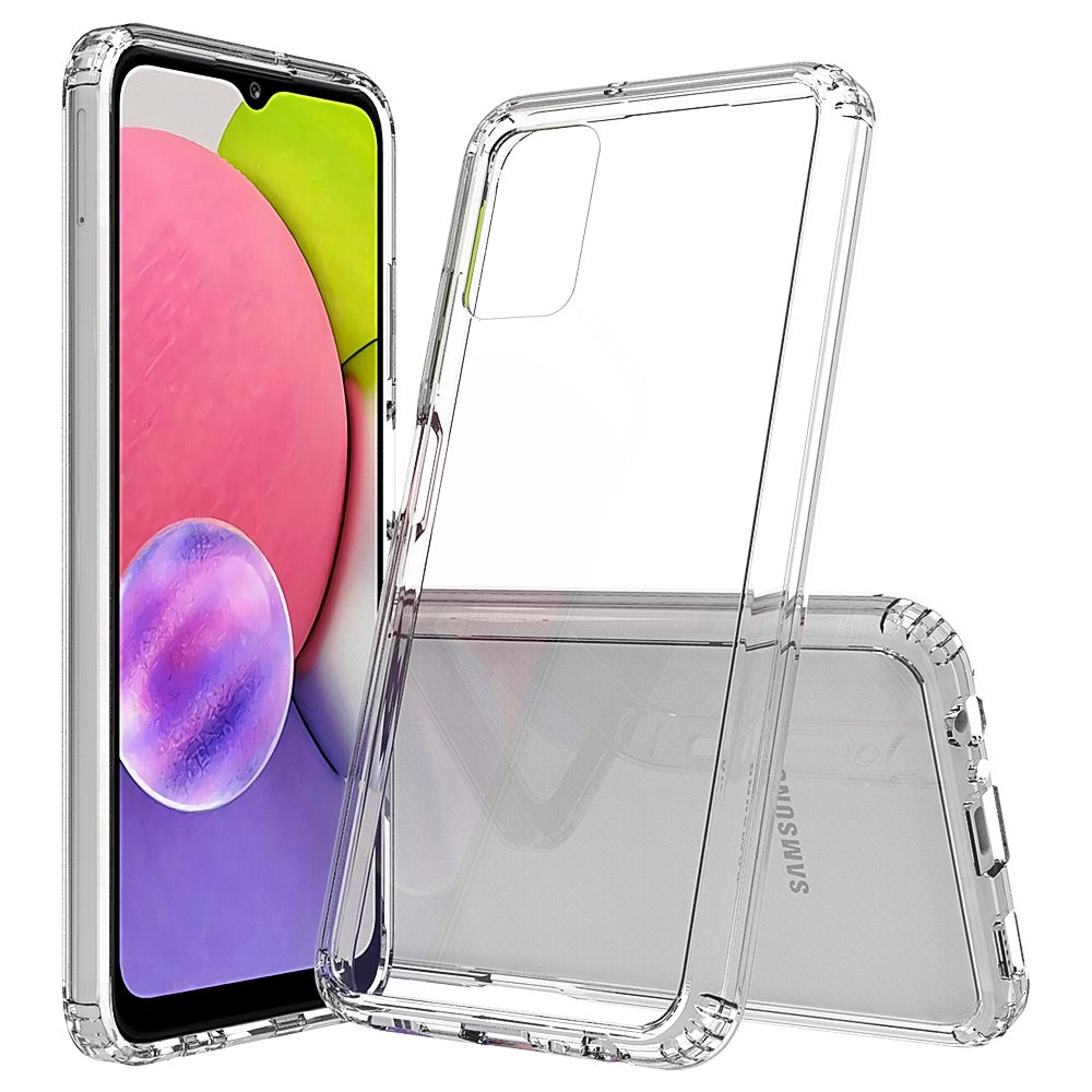 For Samsung Galaxy A03S Hybrid Slim Crystal Clear Transparent Shock-Absorption Bumper with TPU + Hard PC Back Frame Phone Case Cover