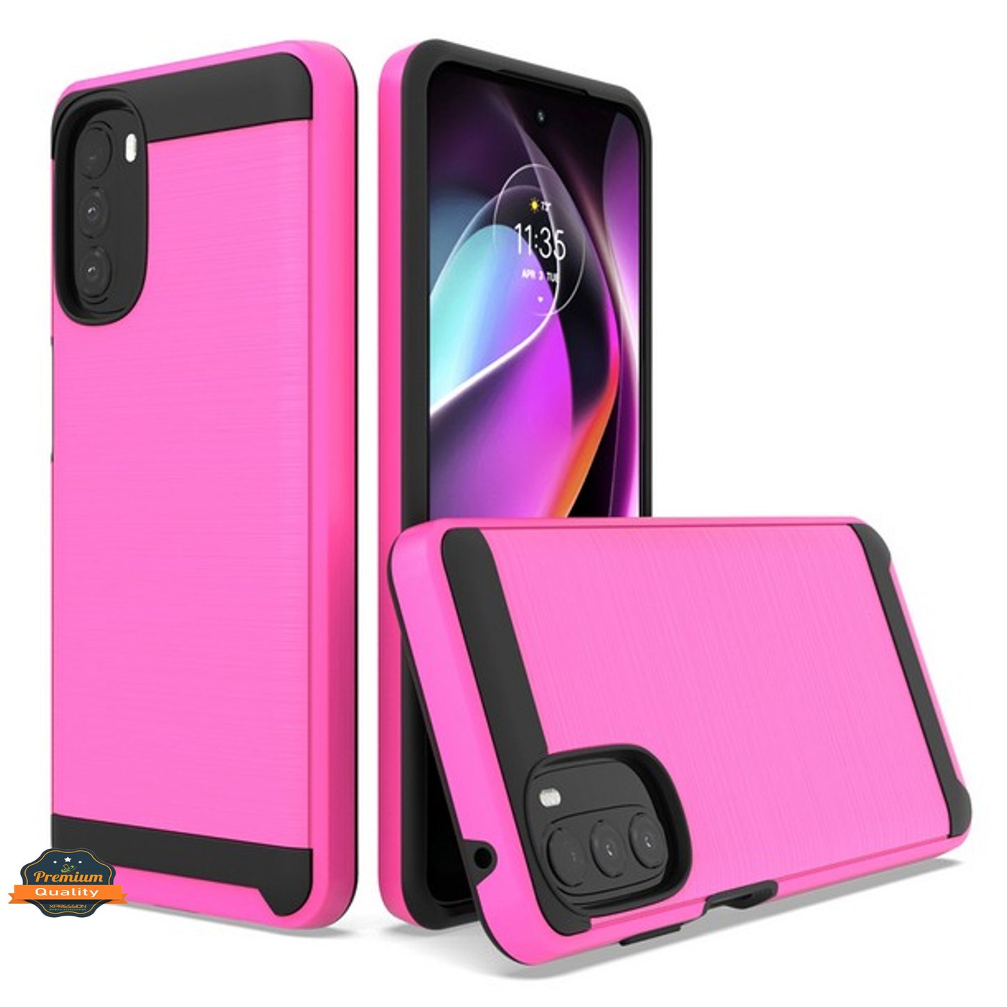 For Motorola Moto G 5G 2022 Slim Rugged TPU Hard PC Brushed Metal Texture Hybrid Dual Layer Armor Shock Absorbing Phone Case Cover