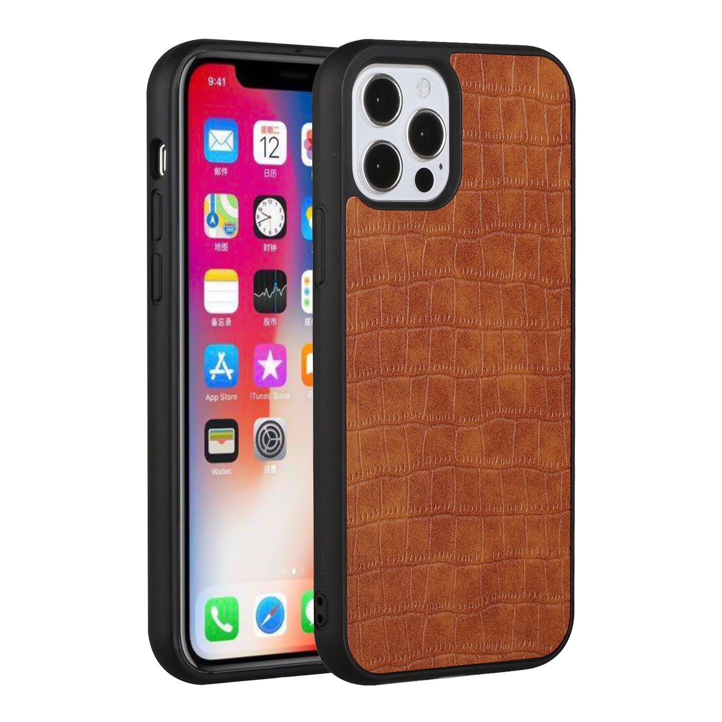 For Apple iPhone 13 Pro Max (6.7") Ultra Slim Thin PU Leather Crocodile Flip Snap On Hybrid Shockproof TPU PC Hard Shell Phone Case Cover