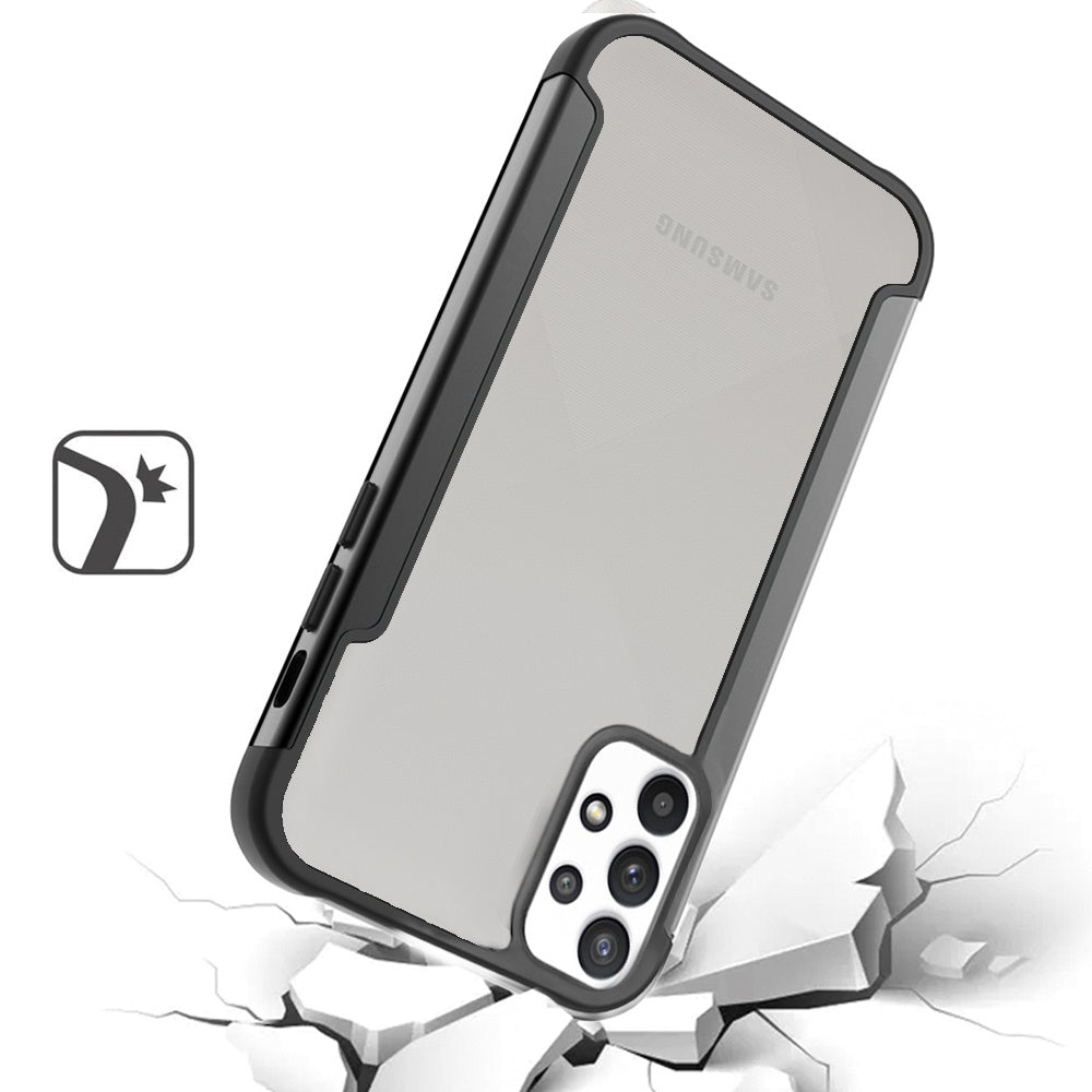 For Samsung Galaxy A33 5G Hybrid Aluminum Alloy Metal Clear Transparent Back PC TPU Bumper Frame Armor Shockproof Phone Case Cover