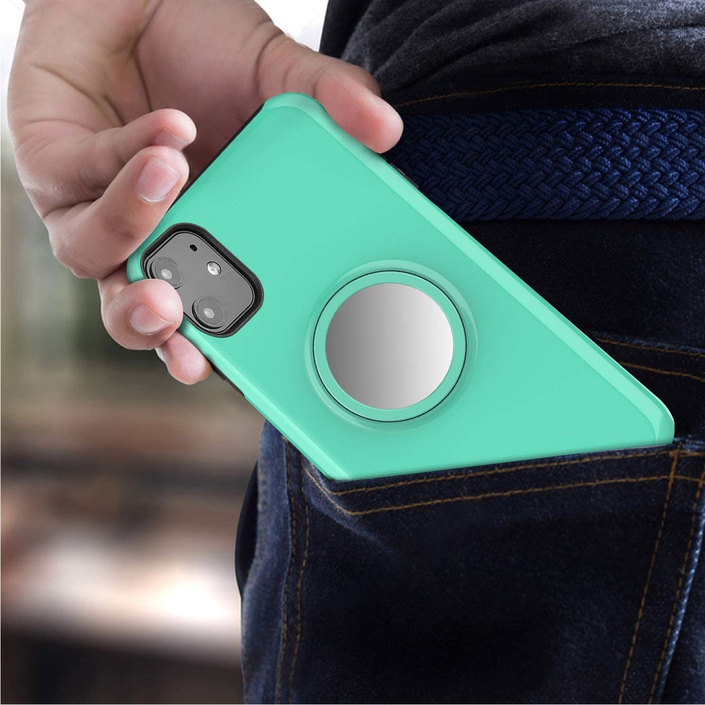 For Samsung Galaxy A22 5GGlitter Sparkle Slim Bling Hybrid Protective with Round Stand Shockproof Soft TPU Rubber Phone Case Cover