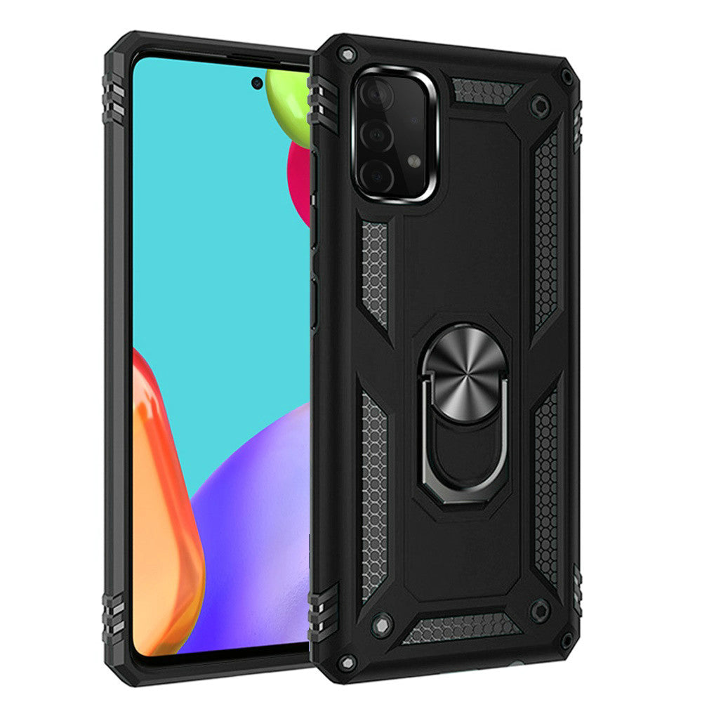 For Samsung Galaxy A71 5G Hybrid Durable Dual Layer with 360 Degree Rotatable Ring Holder Kickstand Fit Magnetic Car Mount Phone Case Cover