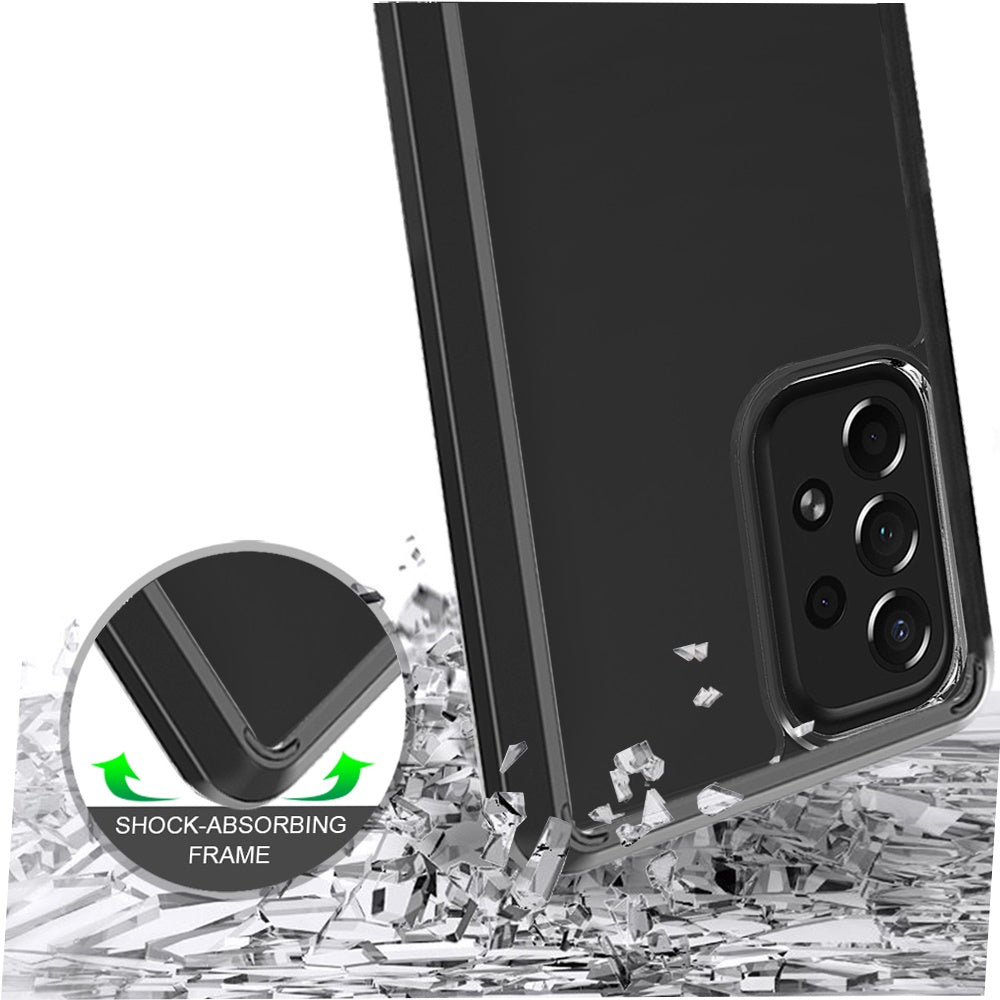 For Samsung Galaxy A53 5G Hybrid Slim Crystal Clear Transparent Shock-Absorption Bumper with TPU + Hard PC Back Frame Phone Case Cover