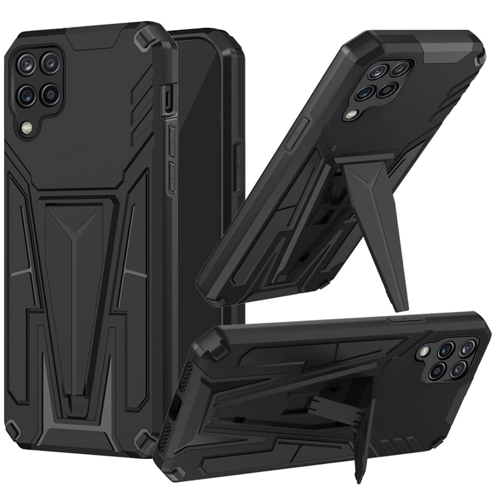 For Samsung Galaxy A12 5G Heavy Duty Protection Hybrid Built-in Kickstand Rugged Shockproof Military Grade Dual Layer Full Body Phone Case Cover