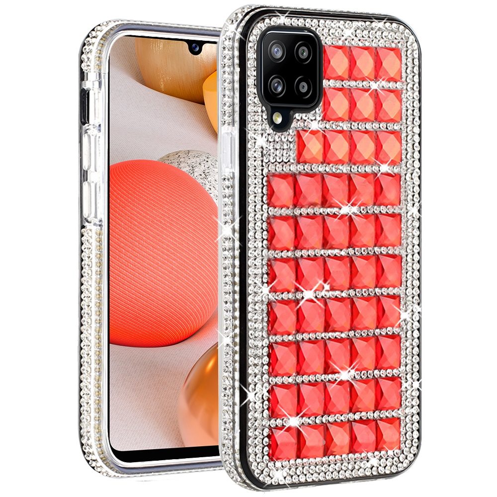 For Samsung Galaxy A42 5G Fashion Luxury 3D Bling Diamonds Rhinestone Jeweled Shiny Crystal Sparkle Hybrid TPU Bumper Hard Phone Case Cover