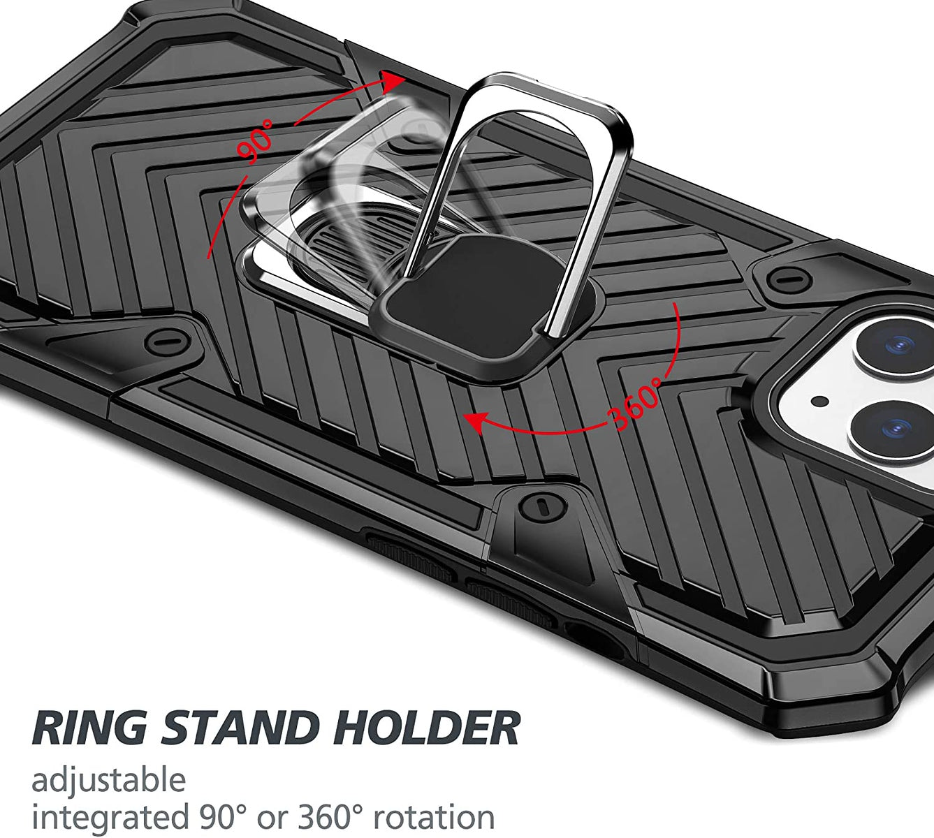 For Apple iPhone 13 Pro (6.1") Stand Ring Holder Finger Loop with Magnetic Grip Kickstand Hybrid Shockproof Armor Hard Phone Case Cover