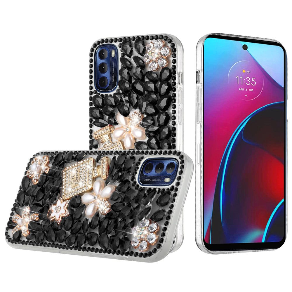 For Motorola Moto G Stylus 2022 4G Bling Clear Crystal 3D Full Diamonds Luxury Sparkle Rhinestone Hybrid Phone Case Cover