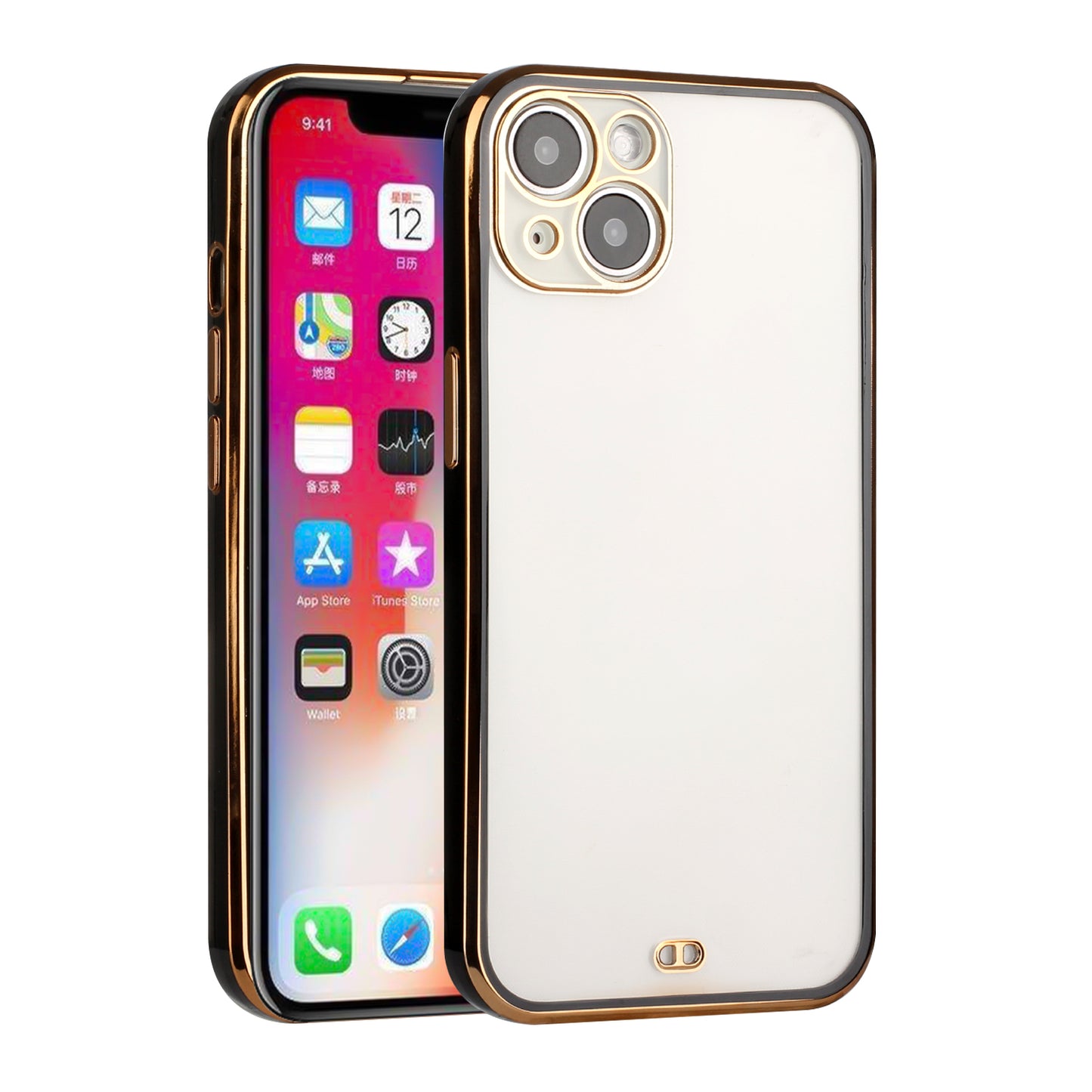 For Apple iPhone 11 (6.1") Slim Hybrid Gold Plated Chrome Transparent Rubber Gummy Hard PC Thick TPU Protective Phone Case Cover