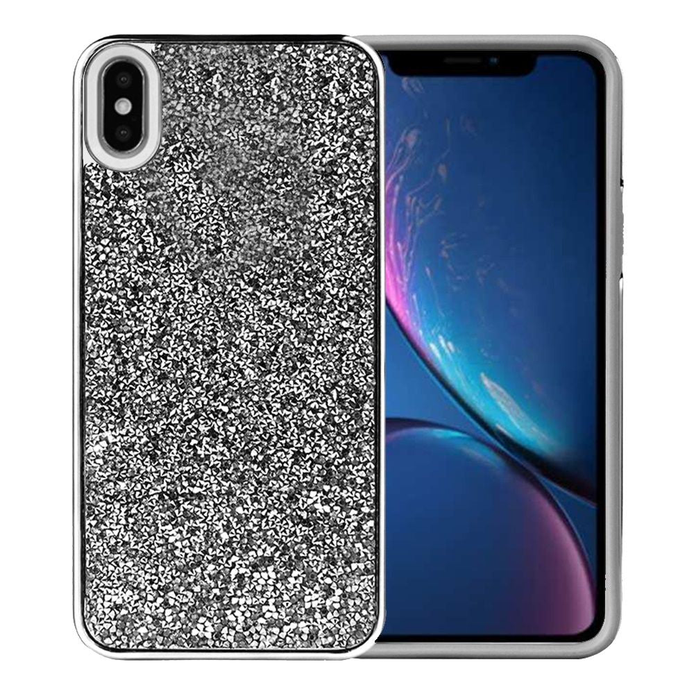 For Apple iPhone XR Bling Rhinestone Diamond Shiny Glitter Hybrid Dual Layer Defender Rugged Hard PC TPU Rubber Protective Phone Case Cover