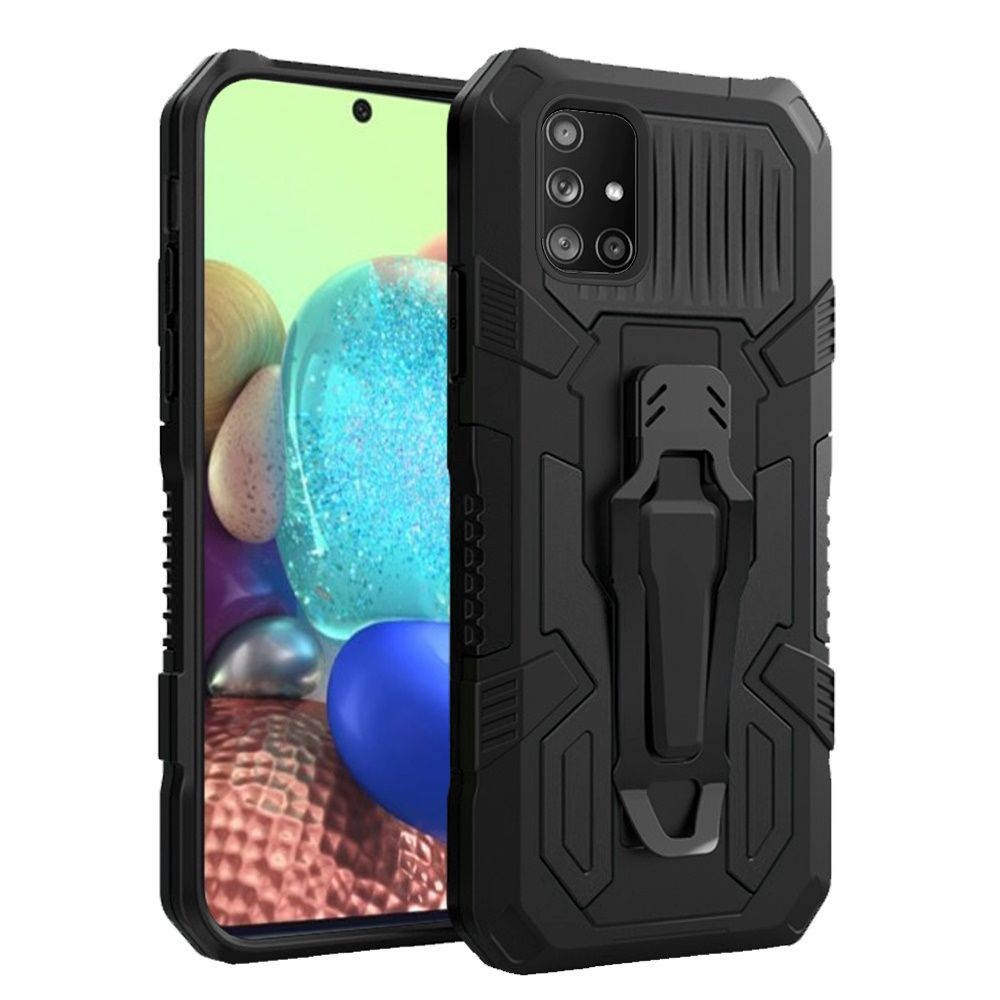 For Samsung Galaxy A71 5G Rugged Heavy Duty Dual Layers Hybrid Shockproof Shell with Built in Metal Clip Holder & Kickstand Phone Case Cover