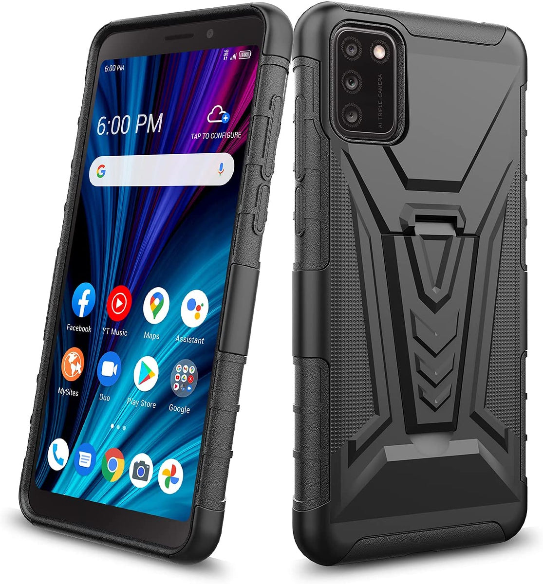 For Samsung Galaxy A03S Hybrid Armor Kickstand with Swivel Belt Clip Holster Heavy Duty 3in1 Defender Shockproof Phone Case Cover