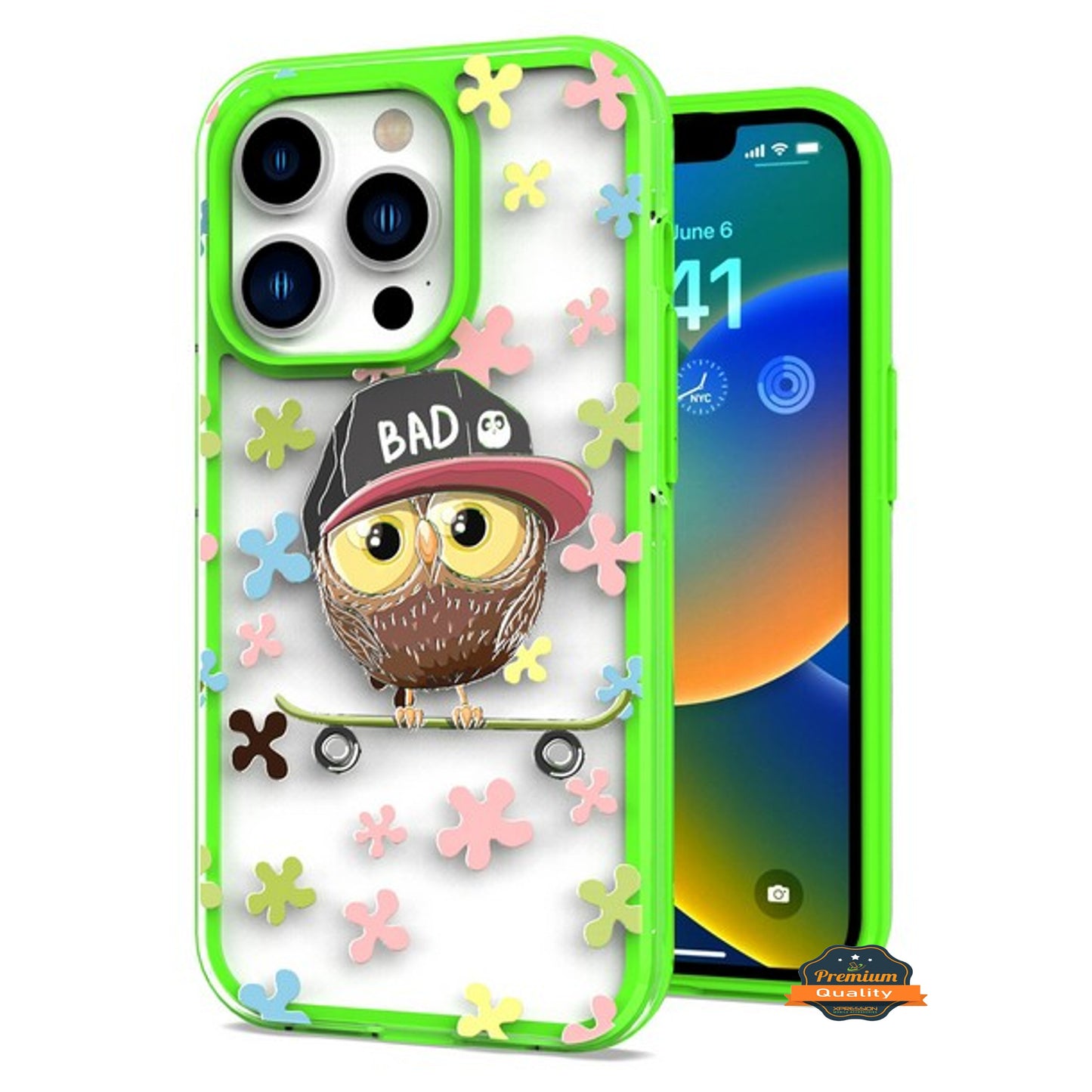 For Apple iPhone 14 Plus (6.7") Fashion Pattern Design Shockproof Protection TPU Rubber Frame and Hard Back Slim Phone Case Cover
