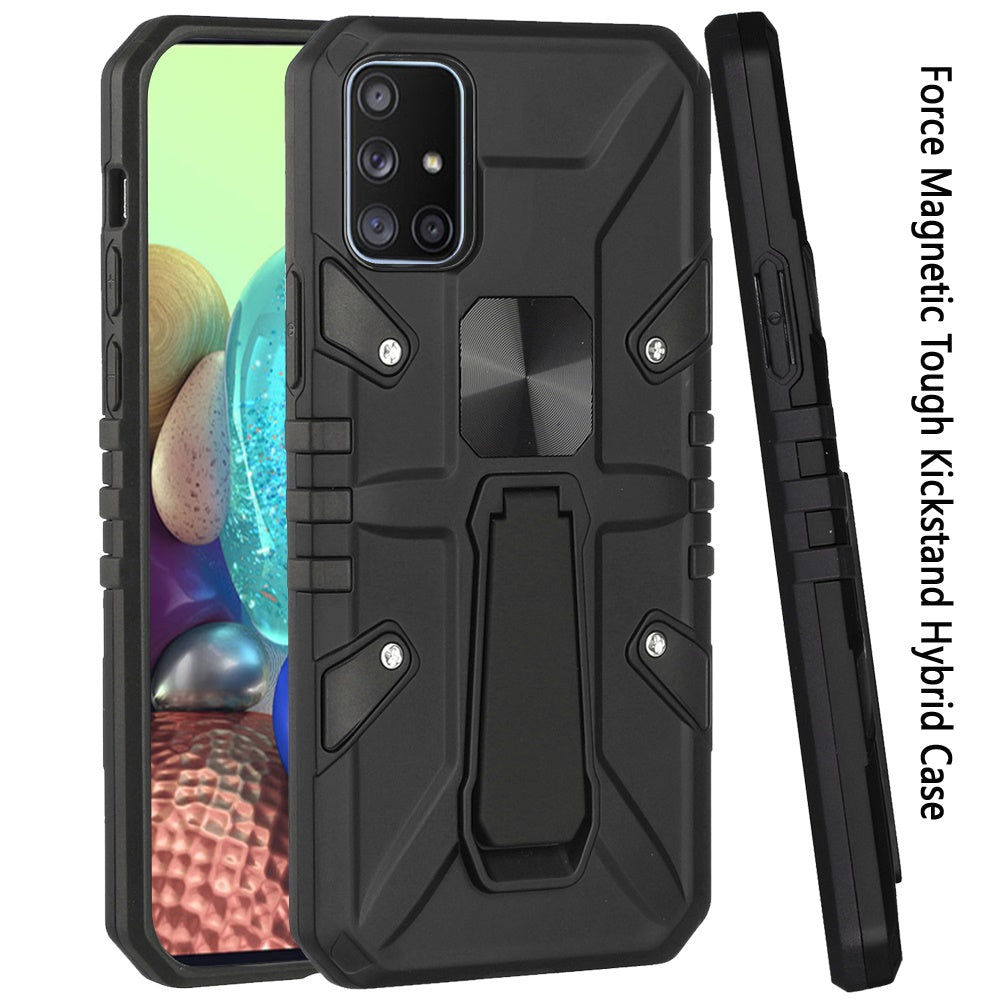 For Samsung Galaxy A71 5G Armor Kickstand Case Hybrid Heavy Duty Silicone Bumper with Magnetic Function Shockproof Hard Phone Case Cover