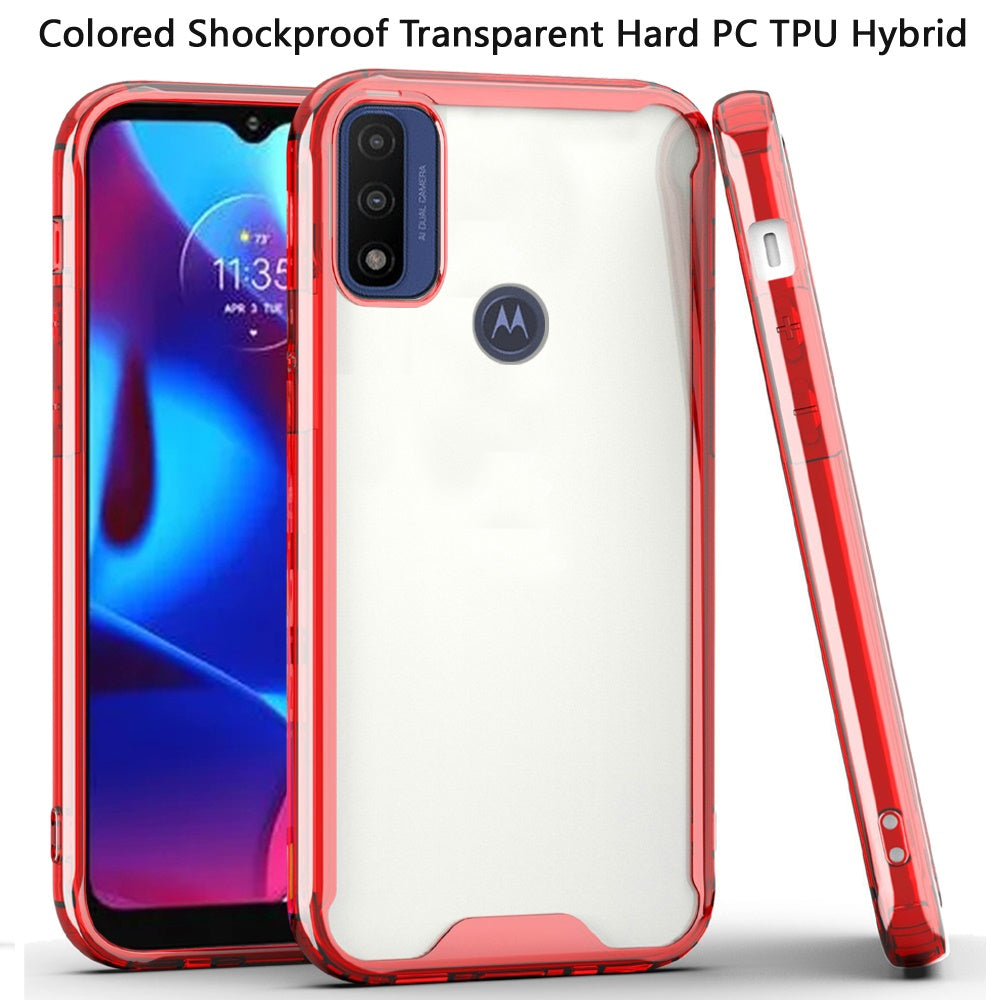 For Motorola Moto G Power 2022 Colored Shockproof Transparent Hard PC + Rubber TPU Hybrid Bumper Shell Thin Slim Protective Phone Case Cover