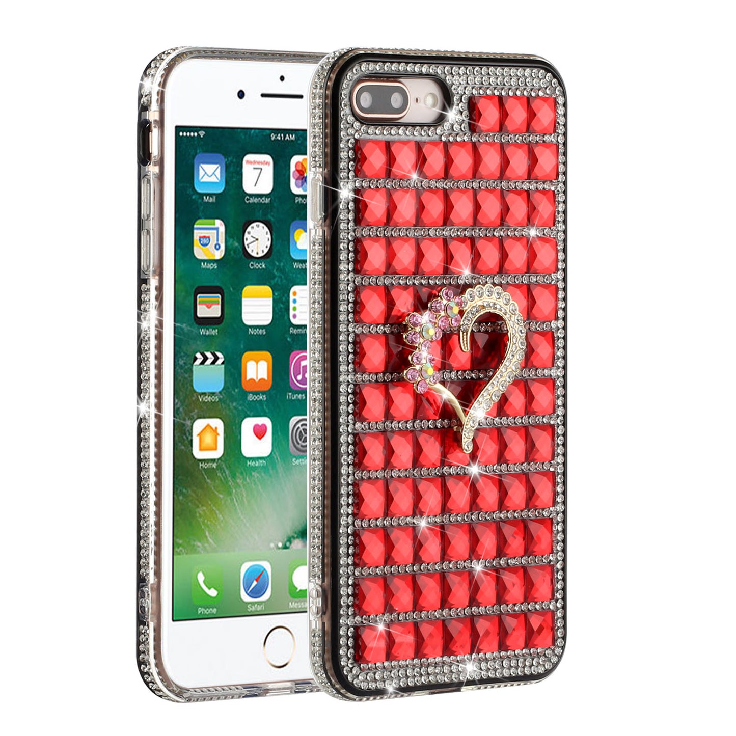For Apple iPhone 8 Plus/7 Plus/6 Plus/6s Plus Fashion Luxury 3D Bling Diamonds Rhinestone Jeweled Ornament Shiny Crystal Phone Case Cover