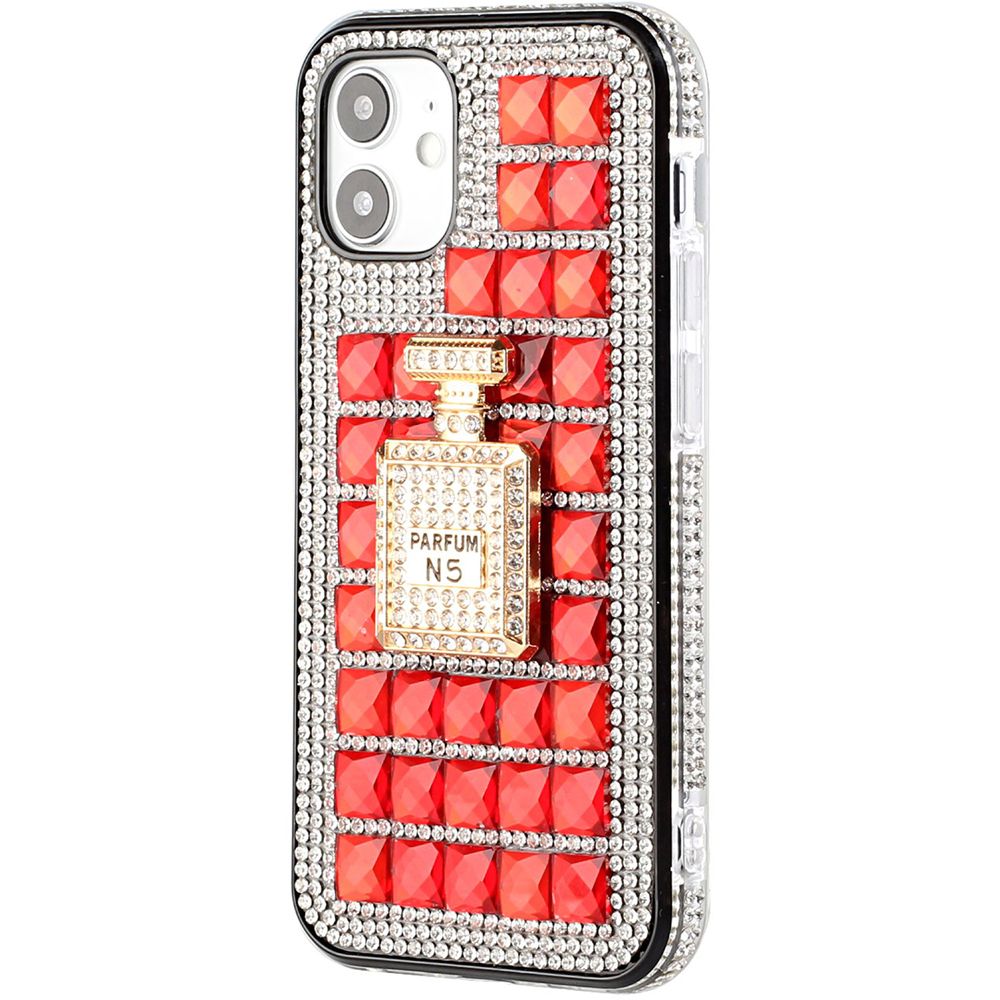 For Apple iPhone 11 (6.1") Fashion Luxury 3D Bling Diamonds Rhinestone Jeweled Ornament Shiny Crystal Hybrid TPU Hard Phone Case Cover