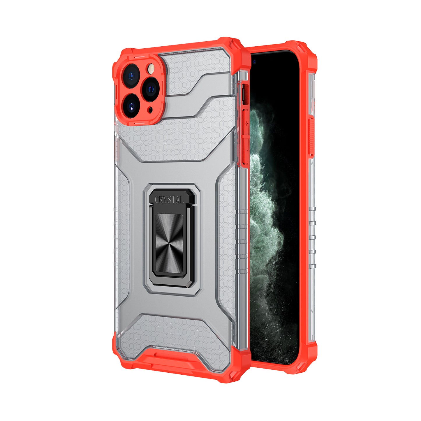 For Apple iPhone SE 2022 /SE 2020/8/7 Transparent 360 Rotation Built-in Ring Kickstand Holder Hybrid Rugged Armor Bumper Phone Case Cover