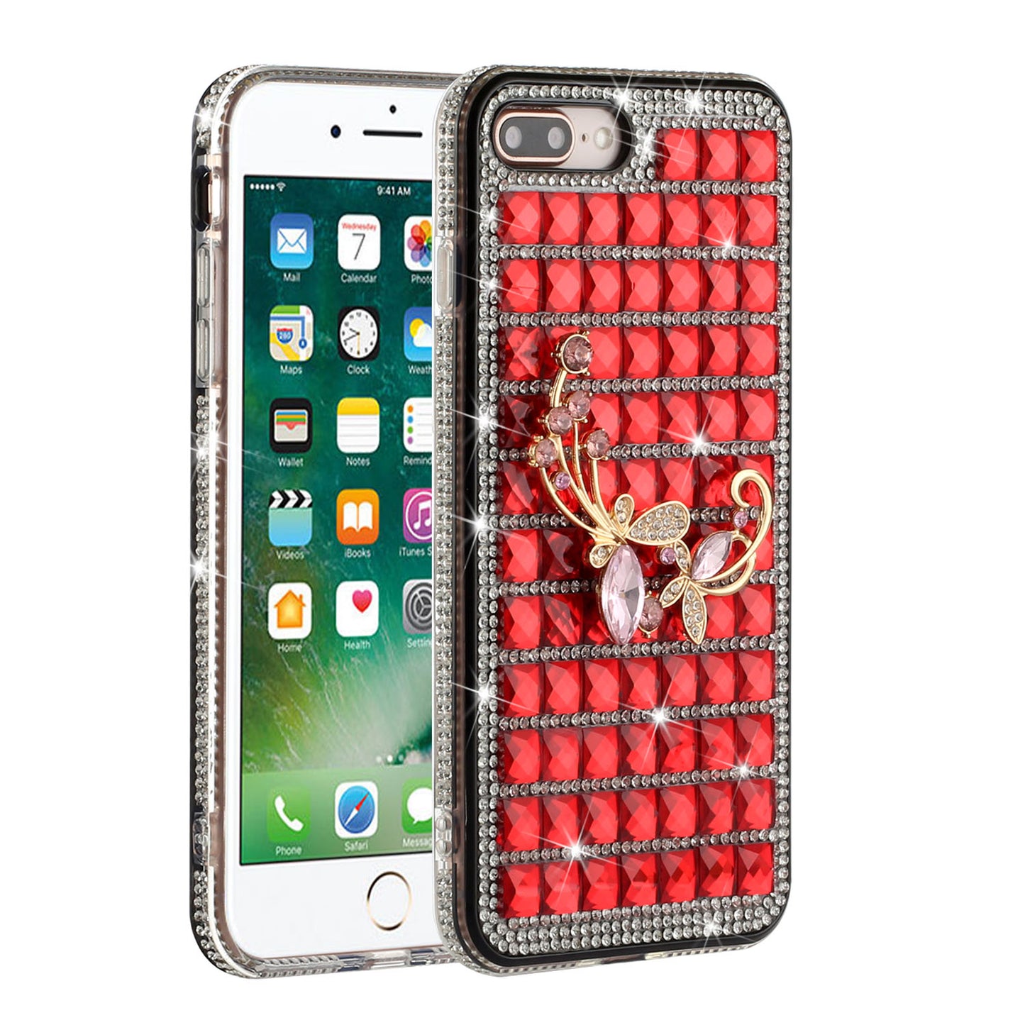 For Apple iPhone 8 Plus/7 Plus/6 Plus/6s Plus Fashion Luxury 3D Bling Diamonds Rhinestone Jeweled Ornament Shiny Crystal Phone Case Cover