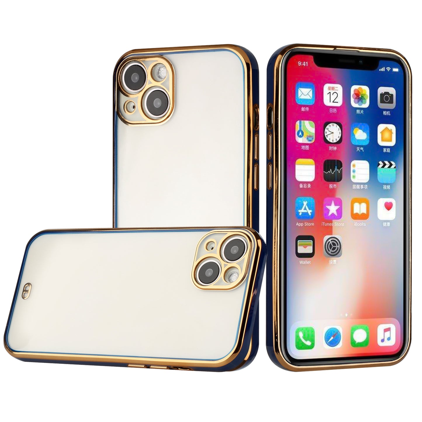 For Apple iPhone 11 (6.1") Slim Hybrid Gold Plated Chrome Transparent Rubber Gummy Hard PC Thick TPU Protective Phone Case Cover