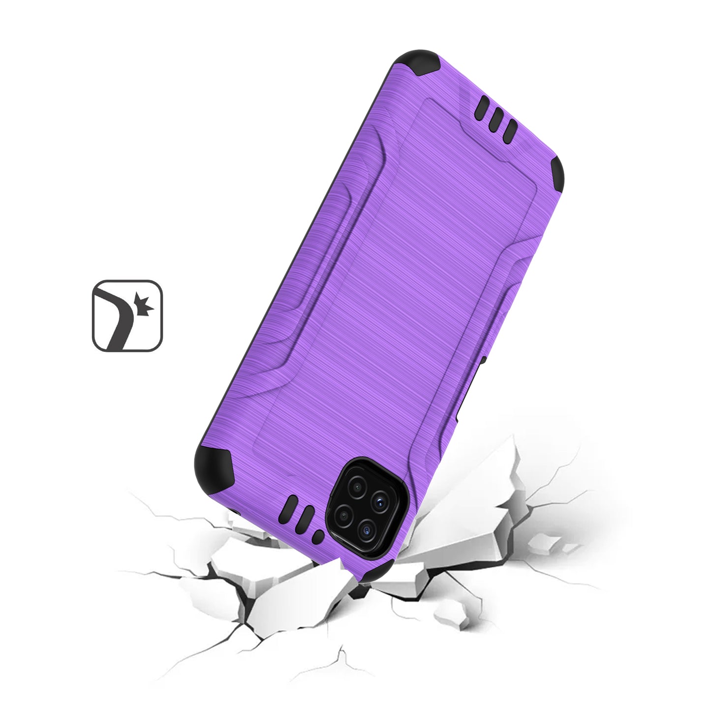 For Samsung Galaxy A22 5G Hybrid Dual Layer Slim Defender Armor Tuff Metallic Brush Texture Finishing Shockproof Hard TPU Rubber Phone Case Cover