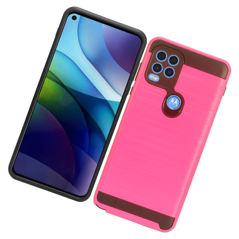 For Motorola Moto G Stylus 2021 5G Version Brushed Texture Slim Hybrid Shockproof Dual Layer Hard PC & TPU Armor Rugged Protective Phone Case Cover