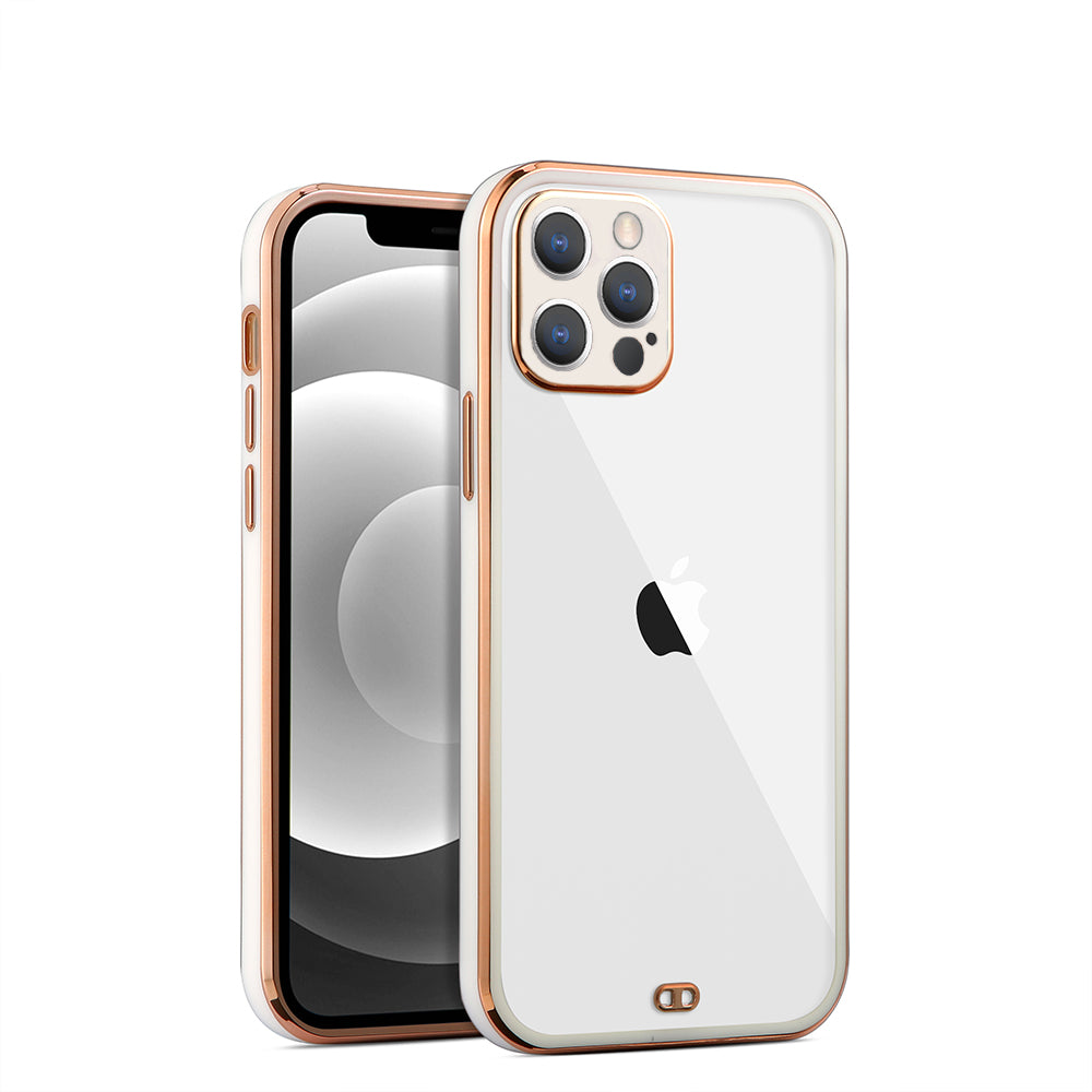 For Apple iPhone 13 /Pro Max Hybrid PC Bumper Plating with Raised Camera Protection Shockproof Slim Frame TPU Protective Phone Case Cover