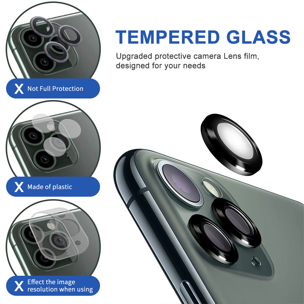 For Apple iPhone 13 /12/ 11/Pro Max Mini Camera Lens Protector Tempered Glass Rear Back Circle Camera Protective Lens Shield Anti-Glare, Case Friendly Screen Protector