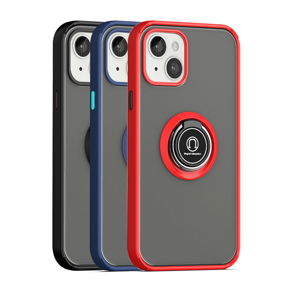 For Motorola Moto G Power 2022 Hybrid Frosted Protector Magnetic Ring Holder Stand Kickstand Heavy Duty Rugged TPU Bumper Phone Case Cover