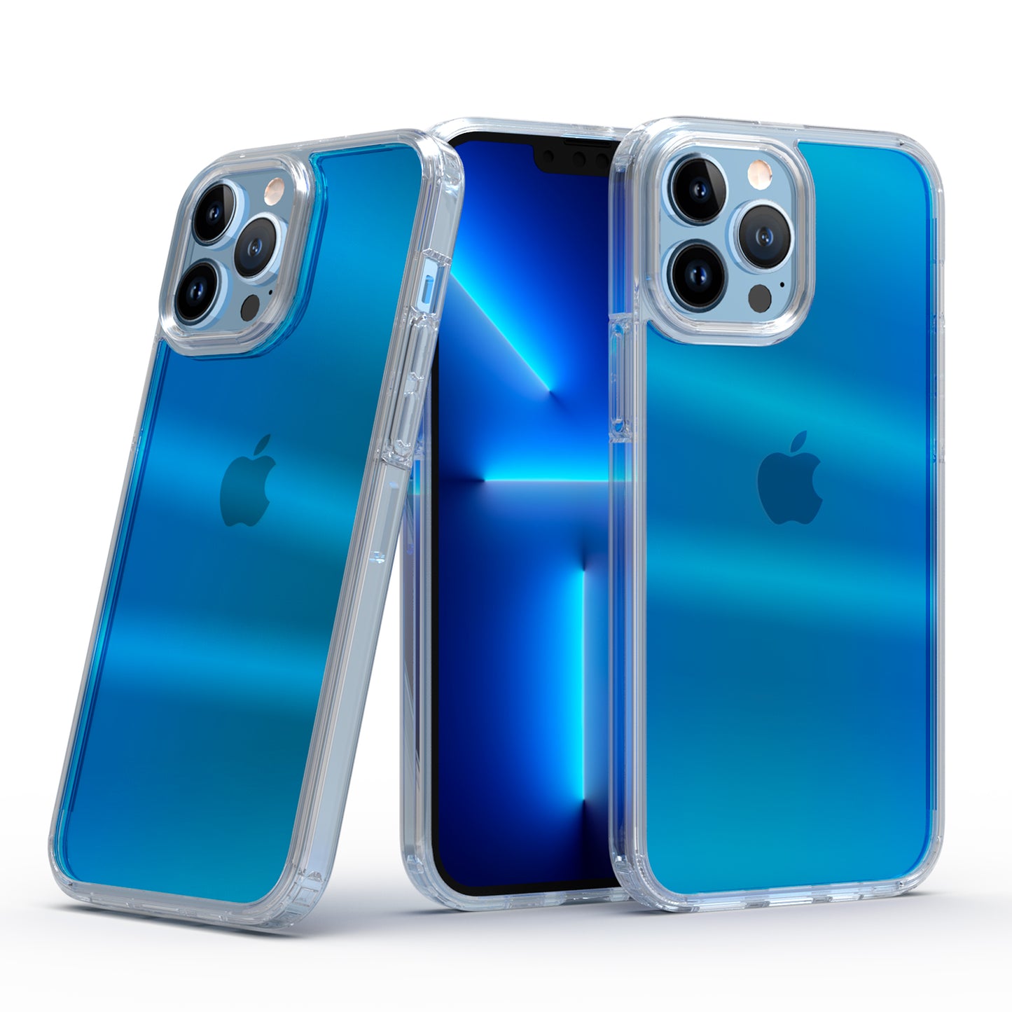 For Apple iPhone 13 Pro Max 6.7" Transparent Gradient Designed Slim Hybrid Hard PC Back and TPU Rubber Frame Bumper Phone Case Cover