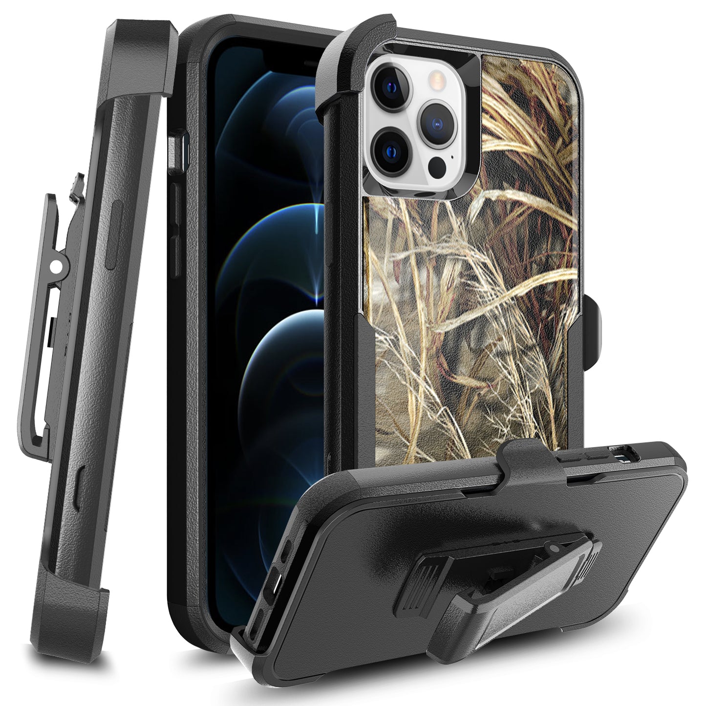 For Apple iPhone 11 (6.1") Hybrid Rugged Shockproof 3-Layer Military Durable Heavy Duty with 360 Swivel Belt Clip Kickstand & Holster Phone Case Cover
