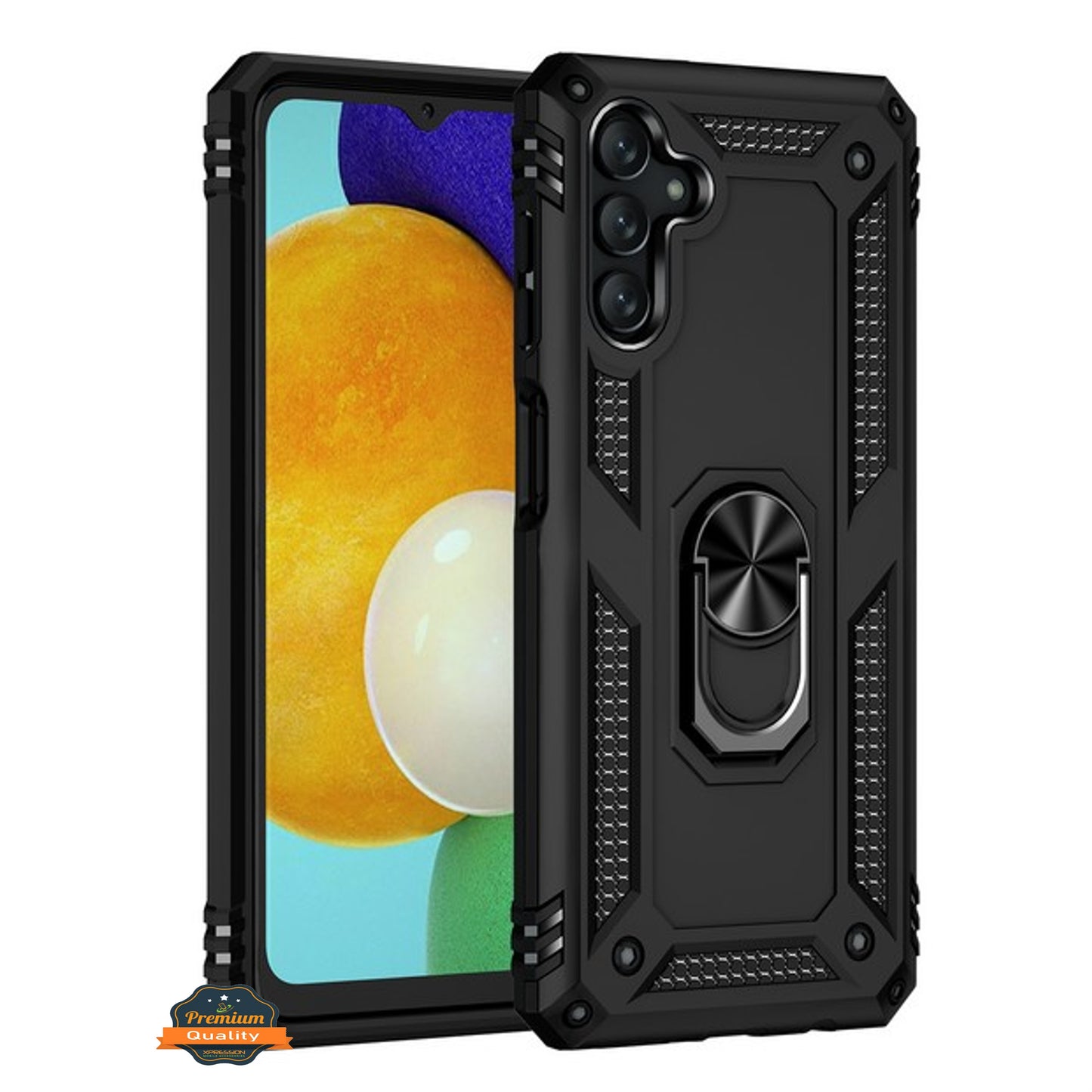 For Samsung Galaxy A13 5G Shockproof Hybrid Dual Layer PC + TPU with Ring Stand Metal Kickstand Heavy Duty Rugged Armor Shell Phone Case Cover