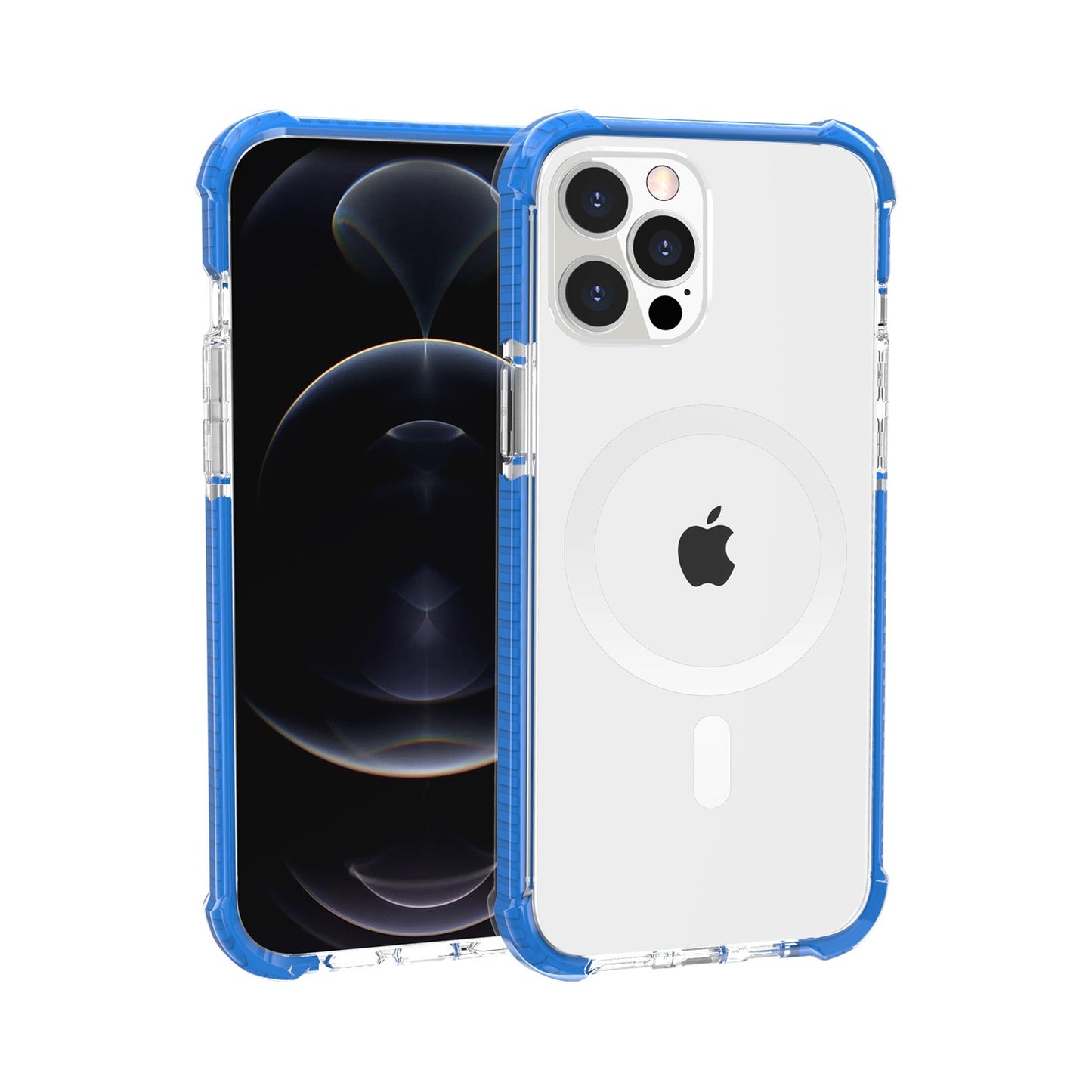 For Apple iPhone 13 /Pro Max ShockProof Hybrid Acrylic Transparent Hard PC + TPU Color Frame Bumper Compatible with MagSafe Phone Case Cover