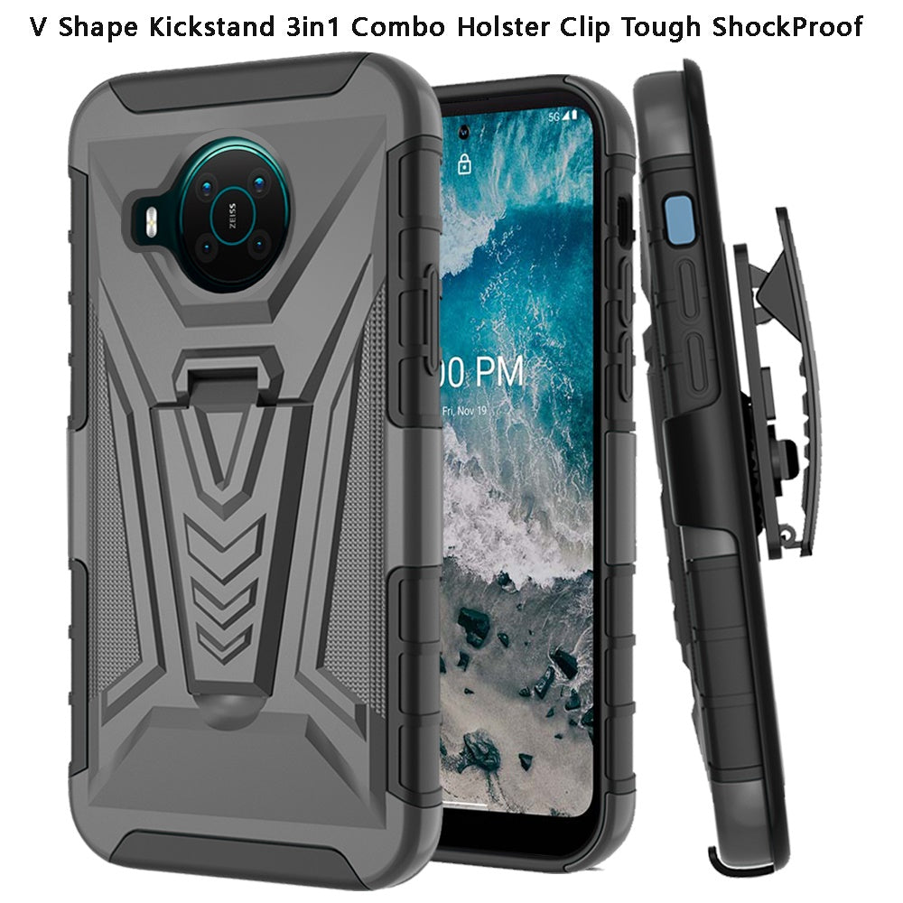 For Nokia X100 Combo 3 in 1 Rugged Swivel Belt Clip Holster Heavy Duty Tuff Hybrid Armor Rubber TPU with Kickstand Stand Phone Case Cover